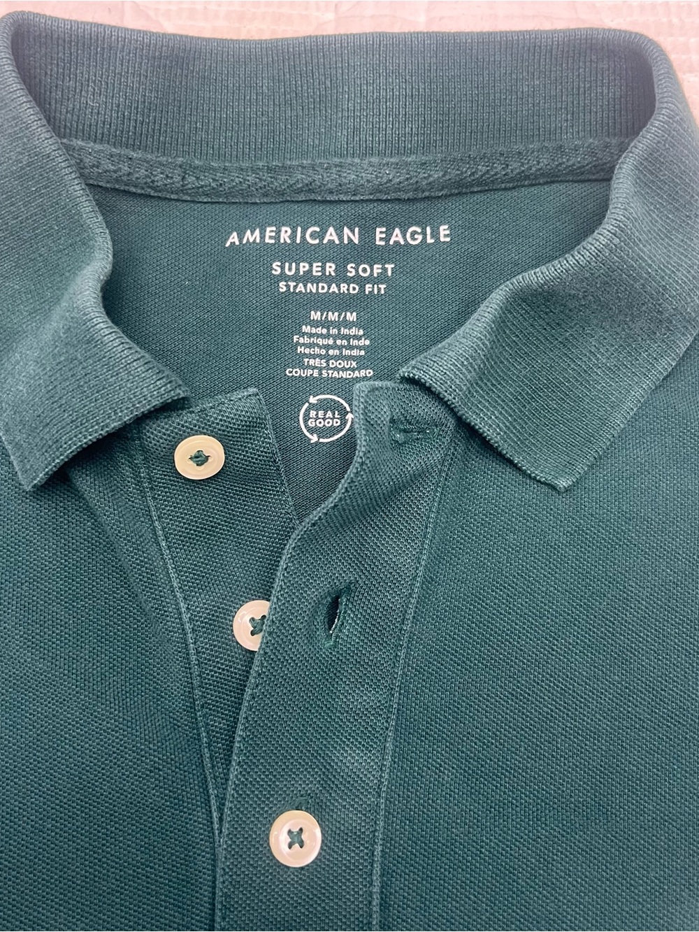 American Eagle Outfitters Men's Super Soft Polo - Teal Green